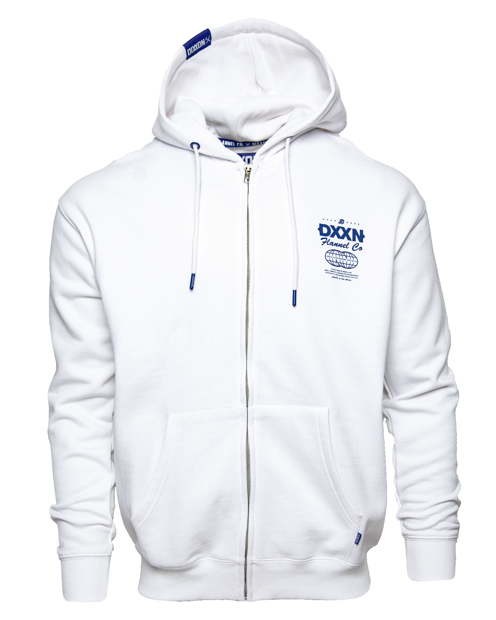 Blue Tech Zip Up - White - Dixxon Flannel Co.