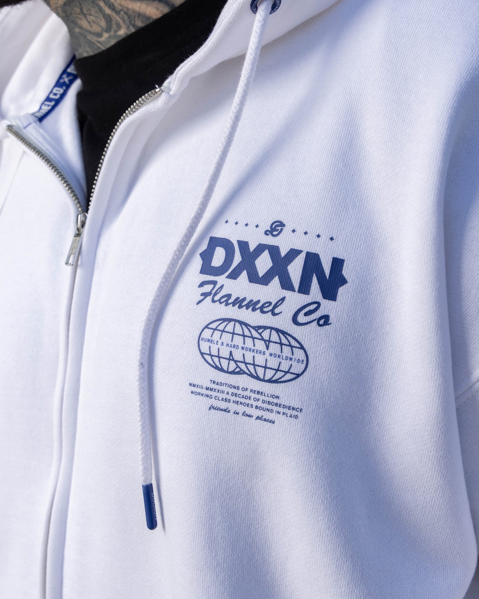 Dixxon Blue Tech Zip Up - White Hoodie: Shop Today