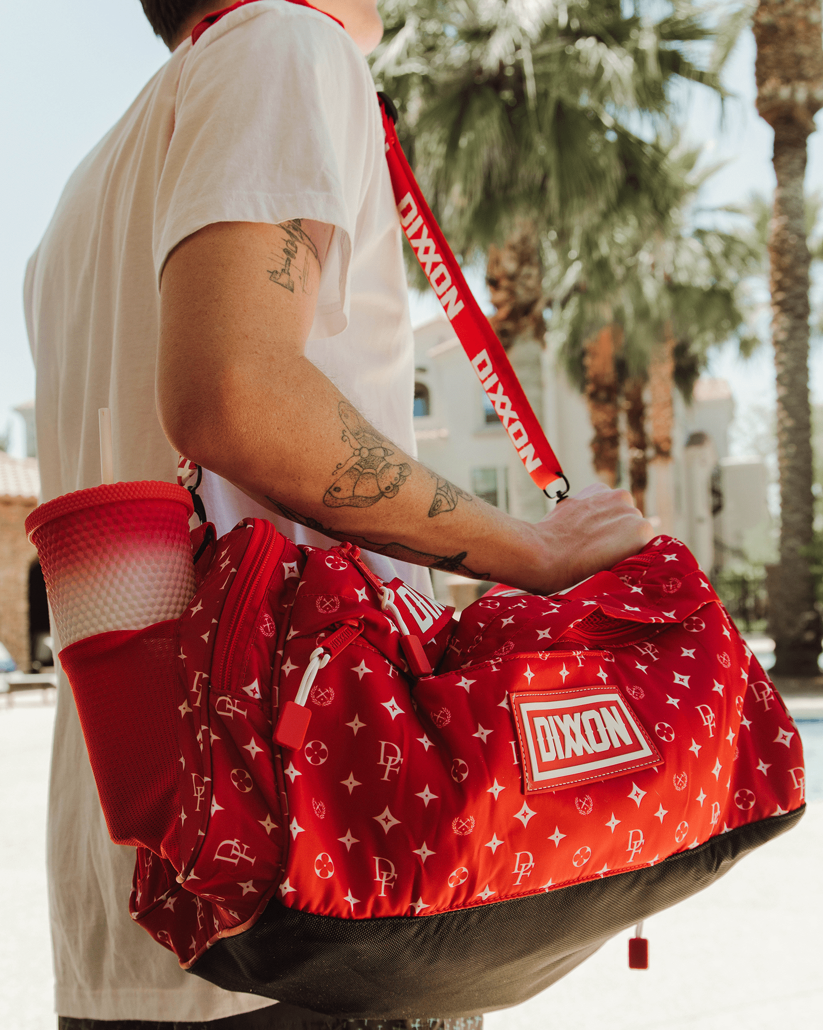 Bougie Duffle Bag - Red & White - Thumbnail 4