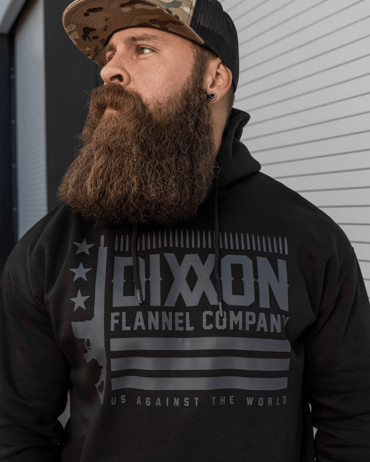 Charcoal Us Against The World Pullover Hoodie - Black - Dixxon Flannel Co. view 4