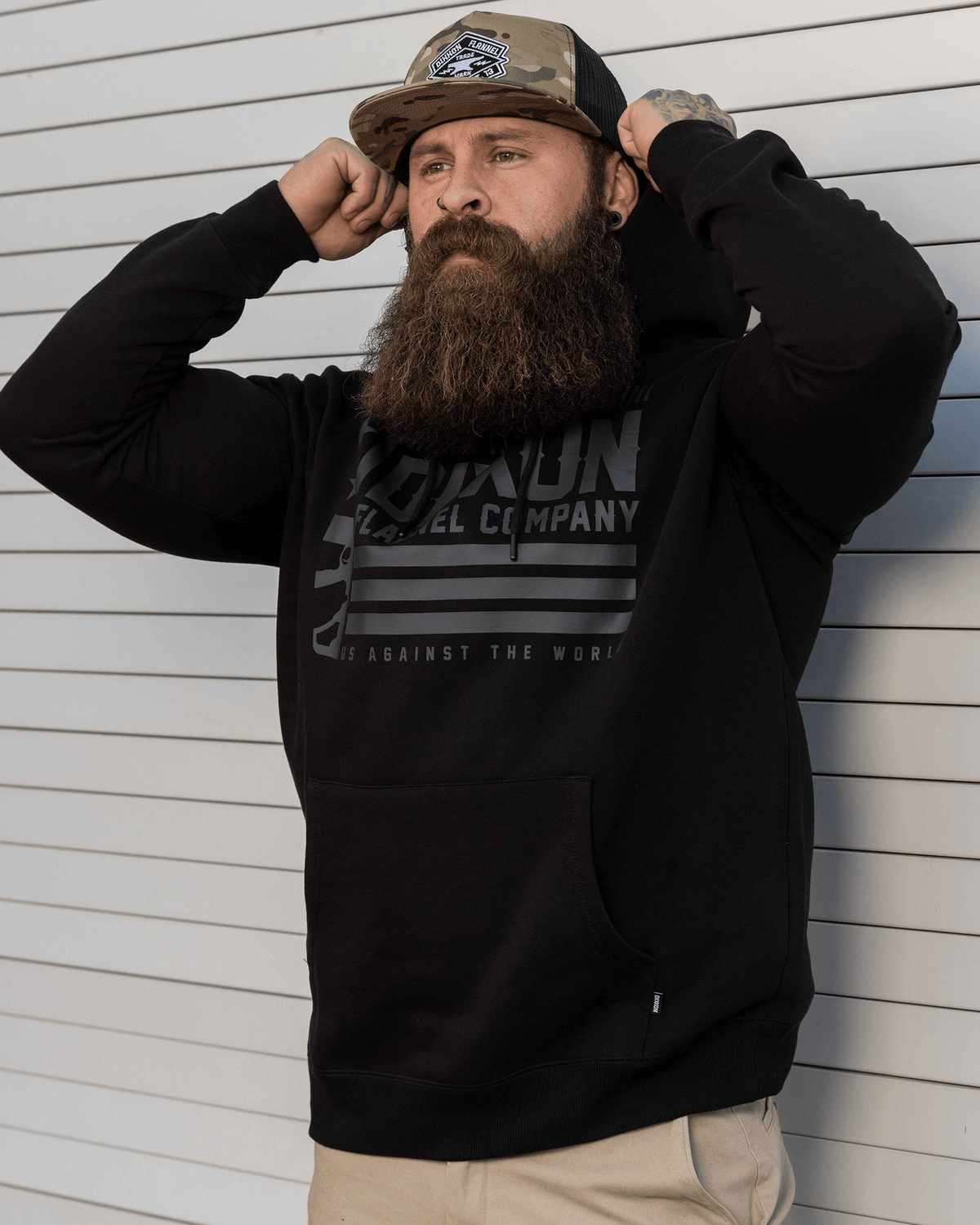 Charcoal Us Against The World Pullover Hoodie - Black - Dixxon Flannel Co. view 6