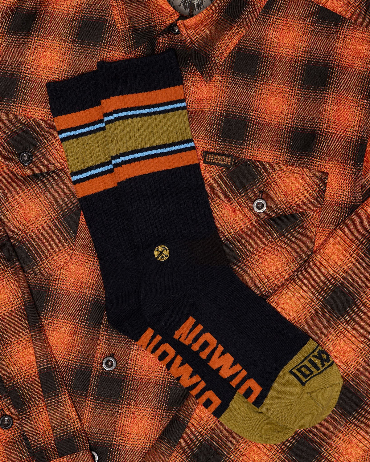 Classic Premium Crew Socks - Black, Rust & Dull Gold - Dixxon Flannel Co. view 1
