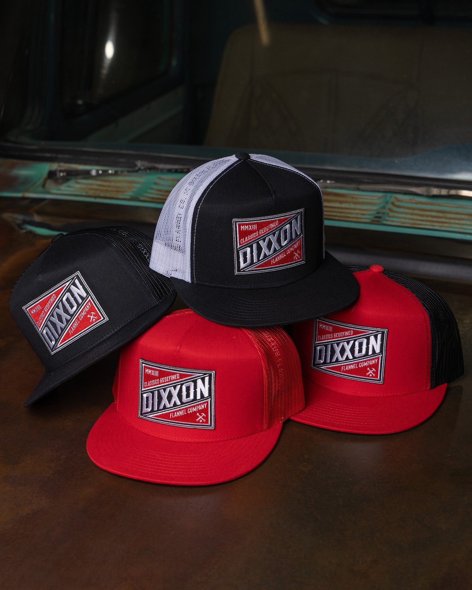 Classics Redefined Flat Bill Trucker Snapback - Red, White, & Black - view 1