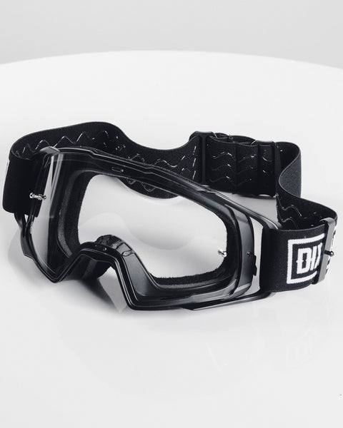 Dixxon Contender MX Goggles: Black & White Clear Lens