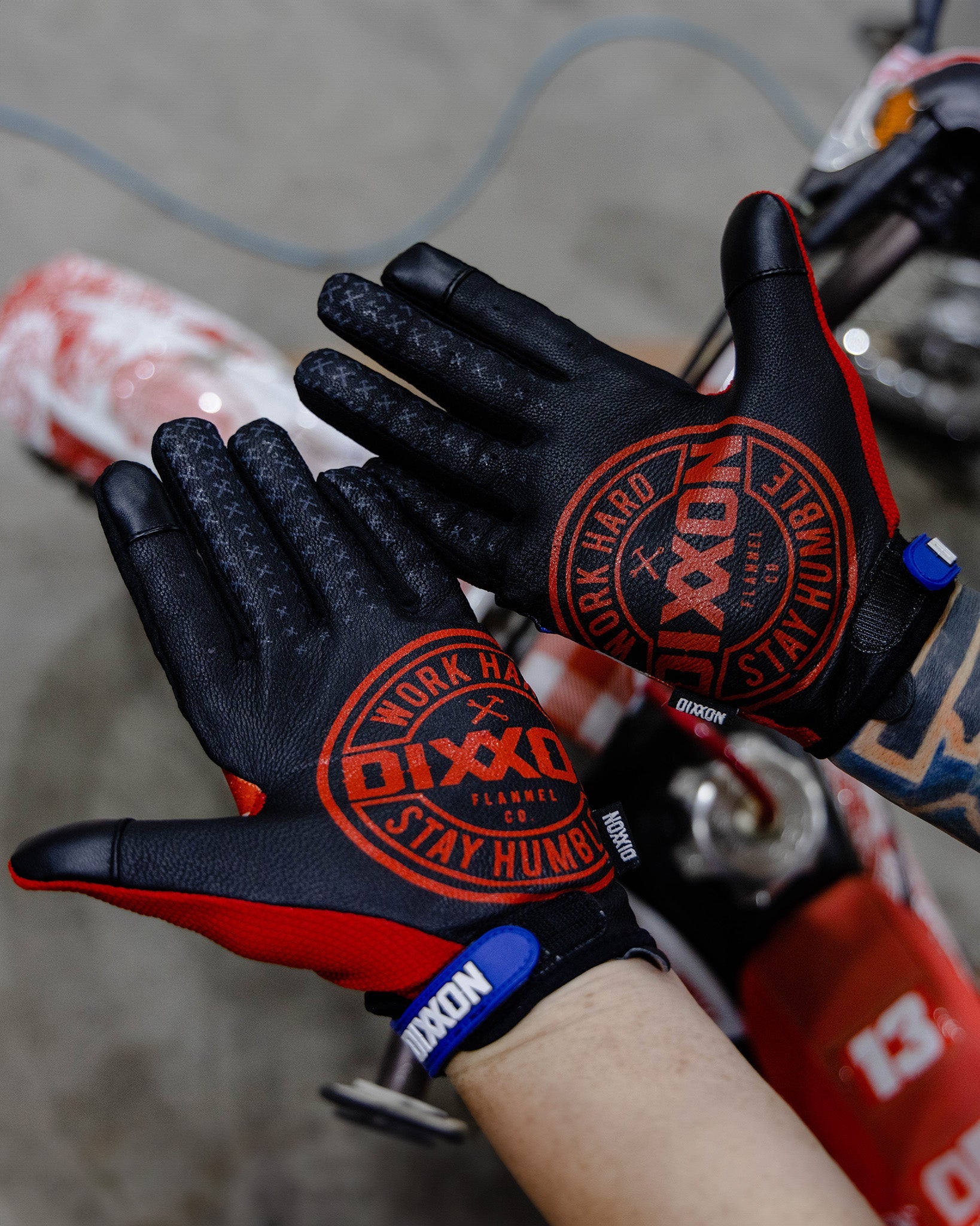 Dixxon Corpo Moto Gloves - Red, White & Blue: Ride in Style
