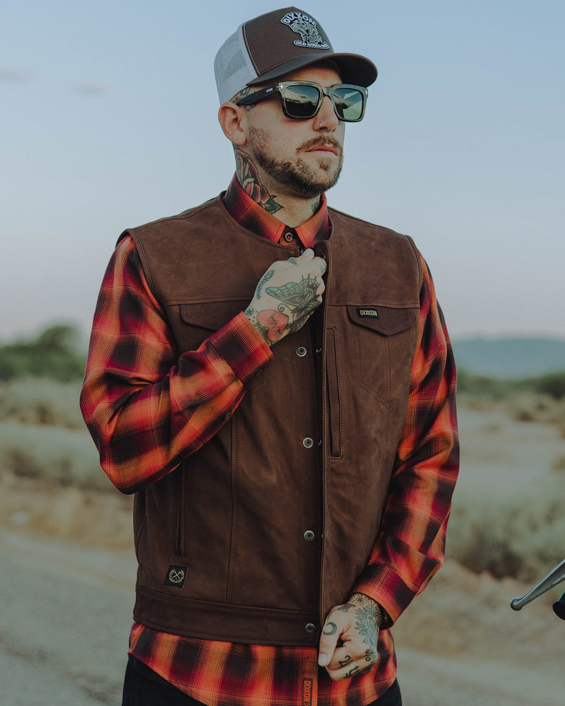 Deadwood Suede Leather Vest - Mahogany - Dixxon Flannel Co.