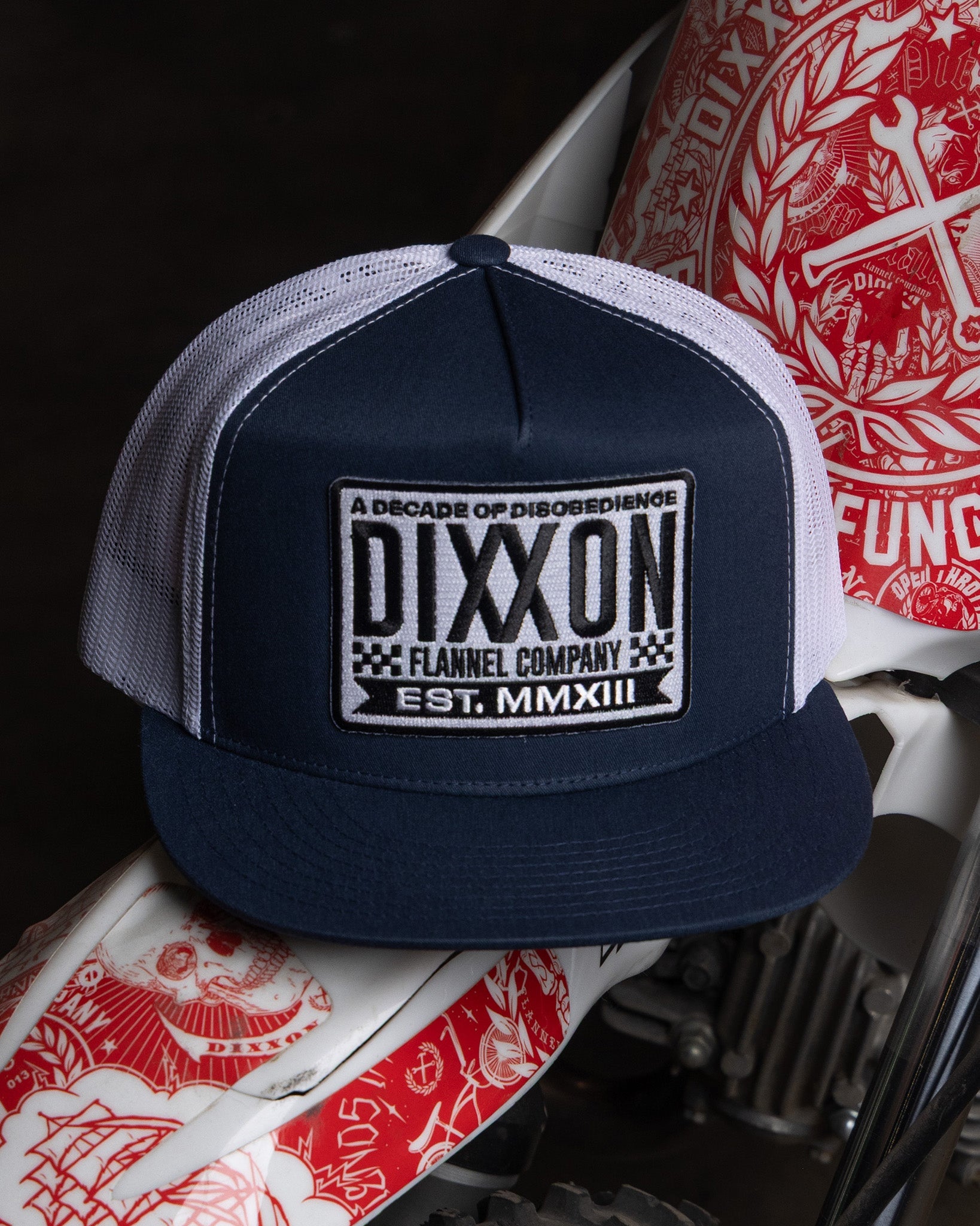 Decade Flat Bill Trucker Snapback - Black & White - Dixxon Flannel Co.