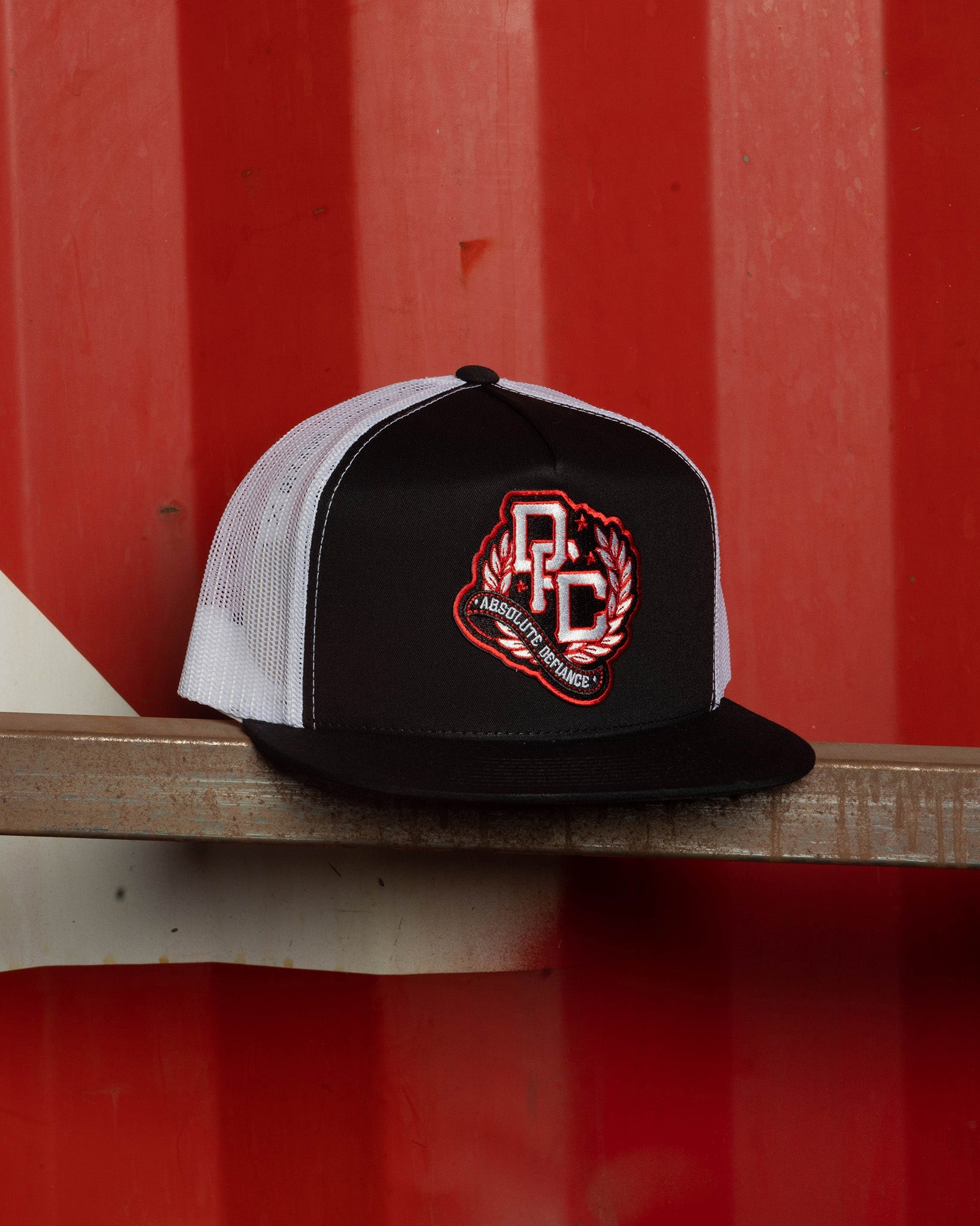 Defiance Flat Bill Trucker Snapback - Red, White, & Black - Dixxon Flannel Co.