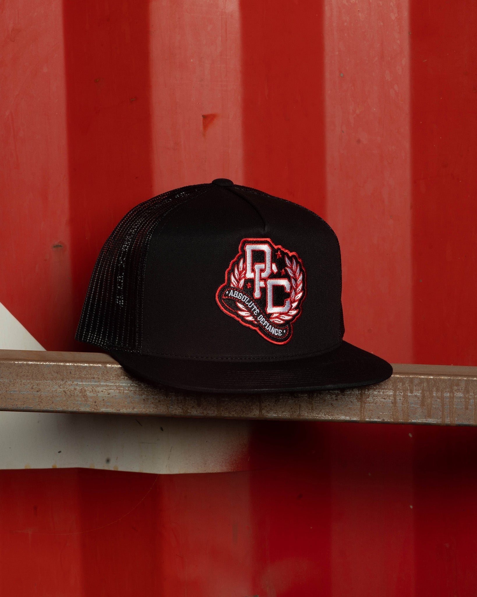 Defiance Flat Bill Trucker Snapback - Red, White, & Black - Dixxon Flannel Co.