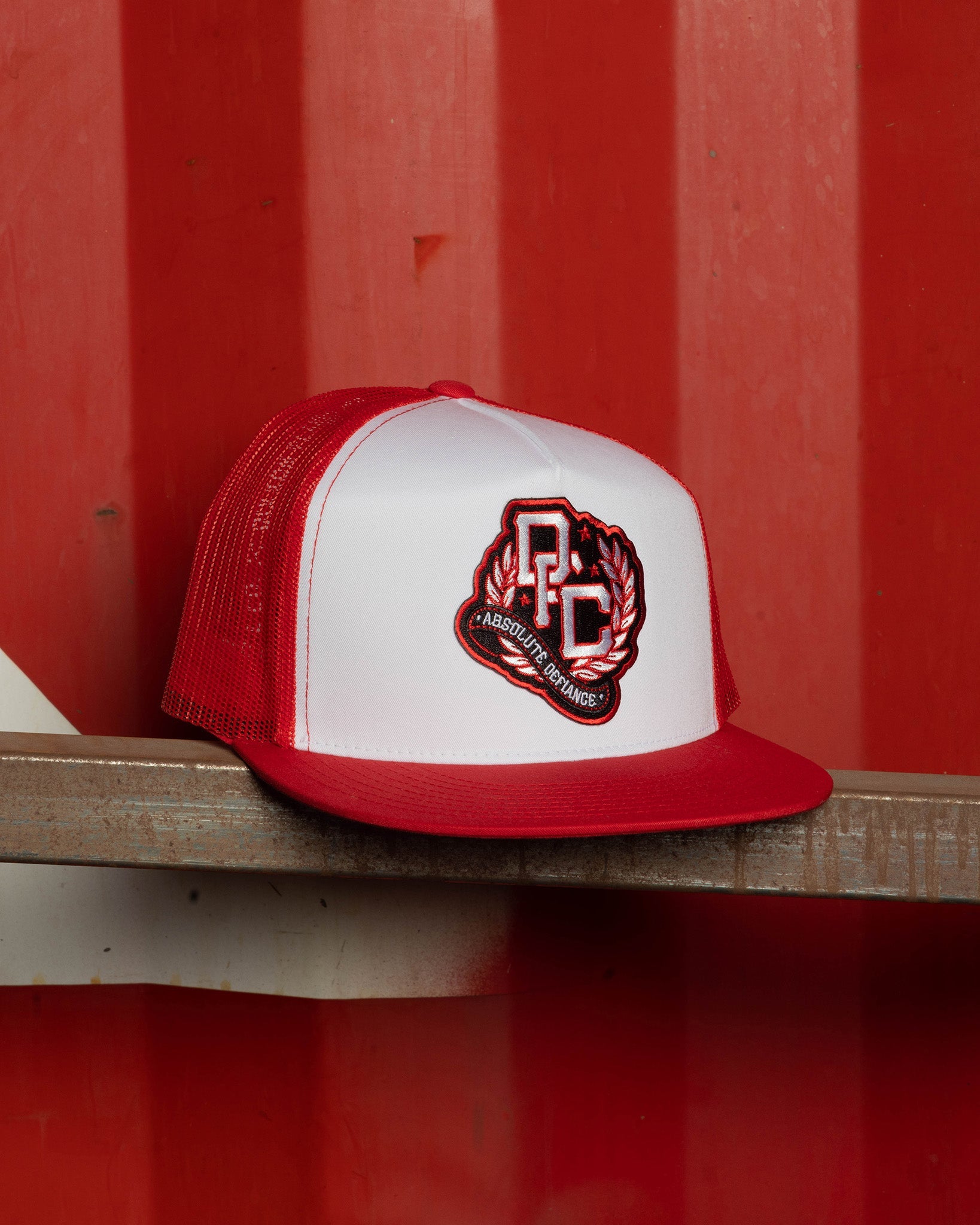 Defiance Flat Bill Trucker Snapback - Red, White, & Black - Dixxon Flannel Co.