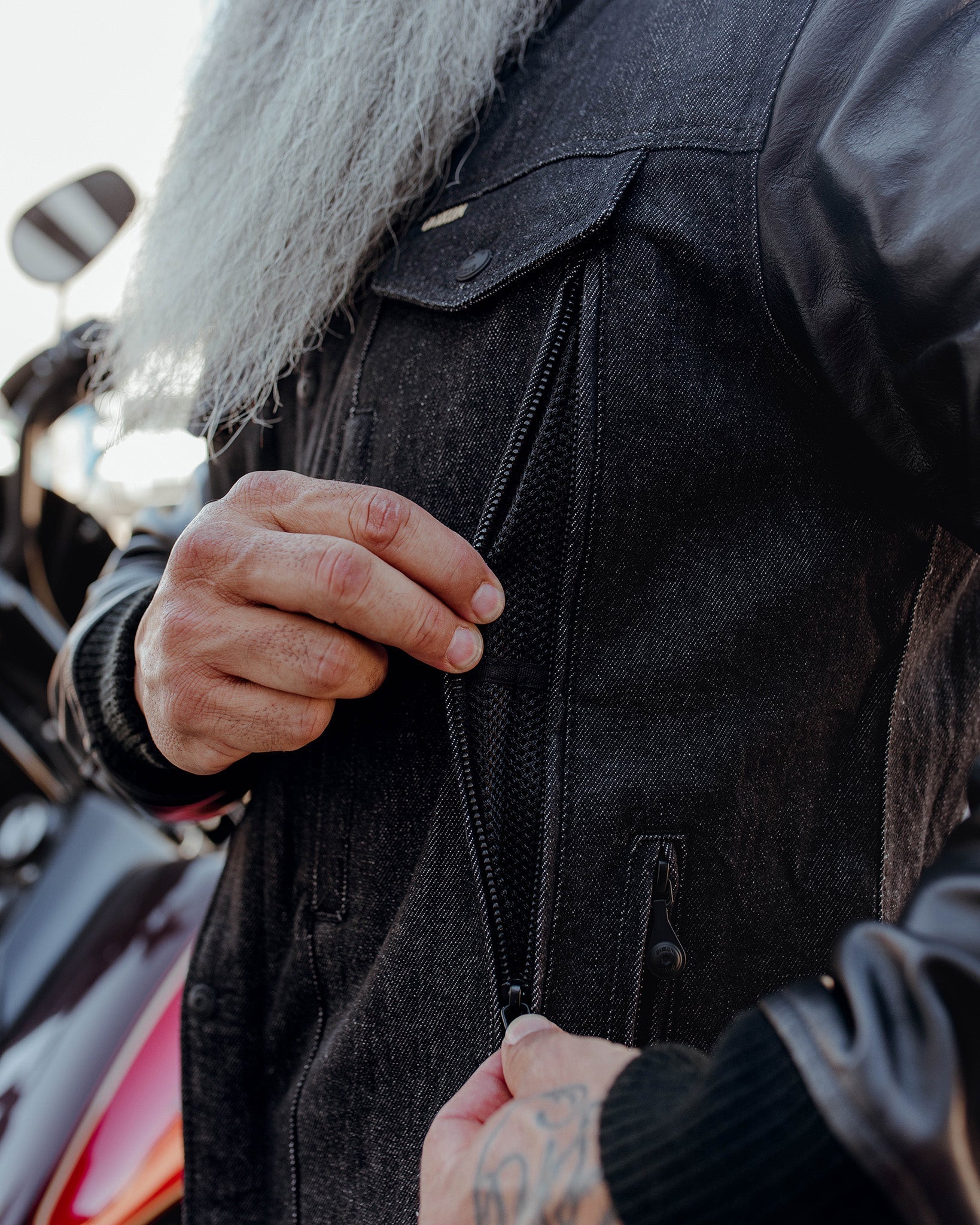 ジャケット・アウター archive leather denim jacket darkwear archive leather denim jacket darkwear 【公式通販】
