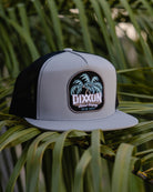 Dueling Palms Flat Bill Trucker Snapback - Black, Turquoise, & Tan - Dixxon Flannel Co.