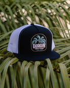 Dueling Palms Flat Bill Trucker Snapback - Black, Turquoise, & Tan - Dixxon Flannel Co.