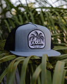 Dueling Palms Flat Bill Trucker Snapback - White & Black - Dixxon Flannel Co.