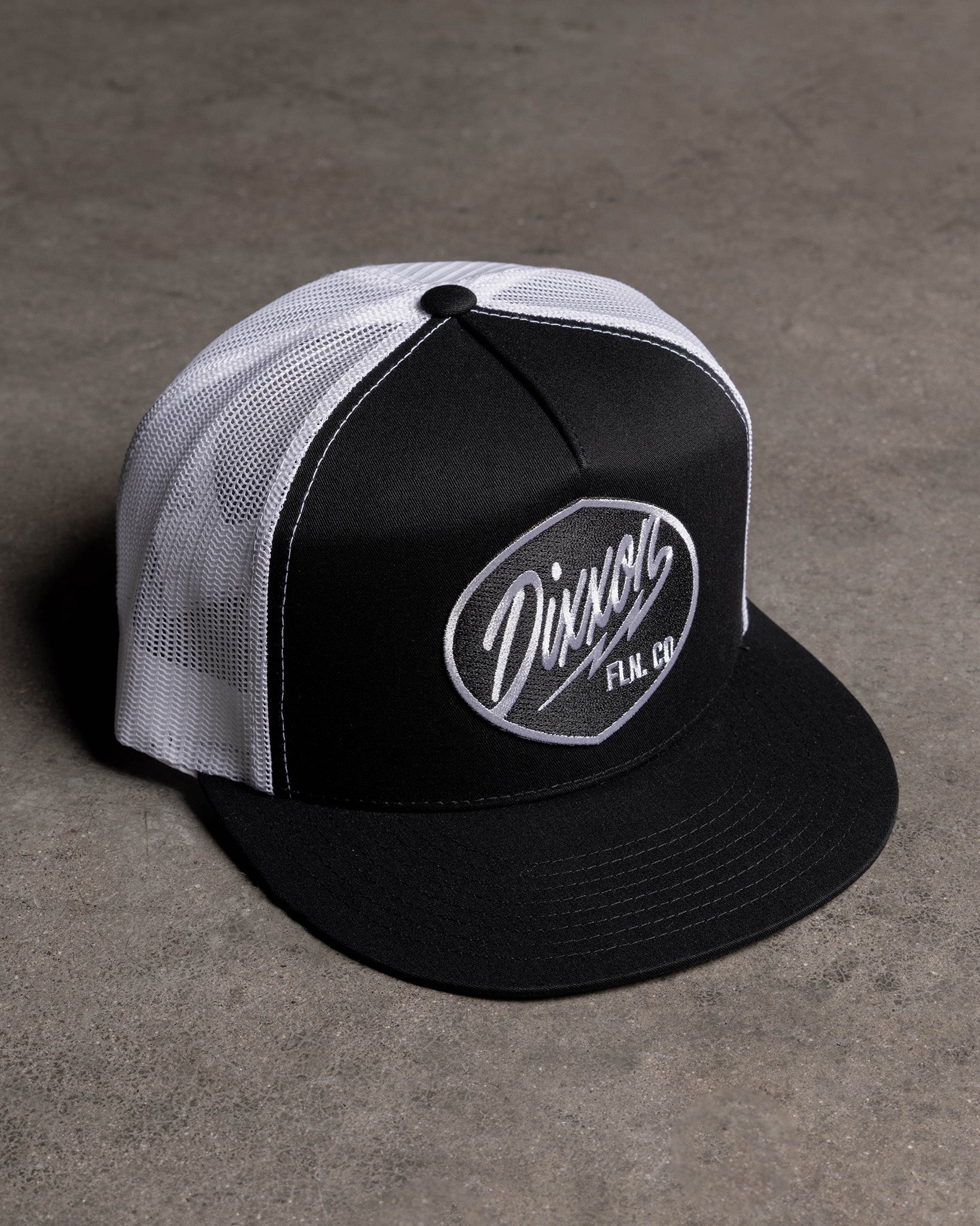 Esso Flat Bill Trucker Snapback - Black & White - Dixxon Flannel Co.