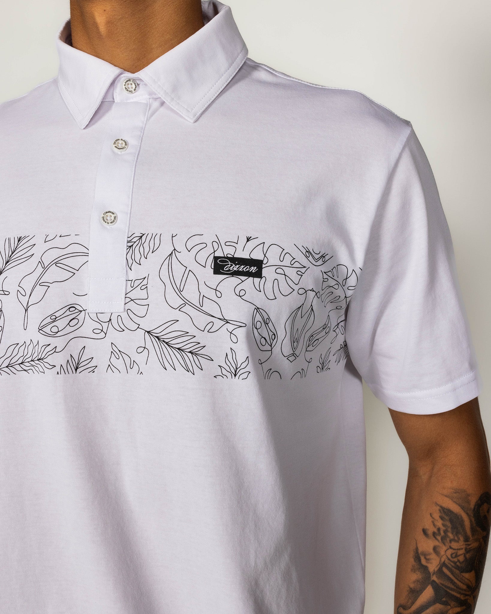 Men's White Floral Premium Polo - White | Dixxon Flannel Co.