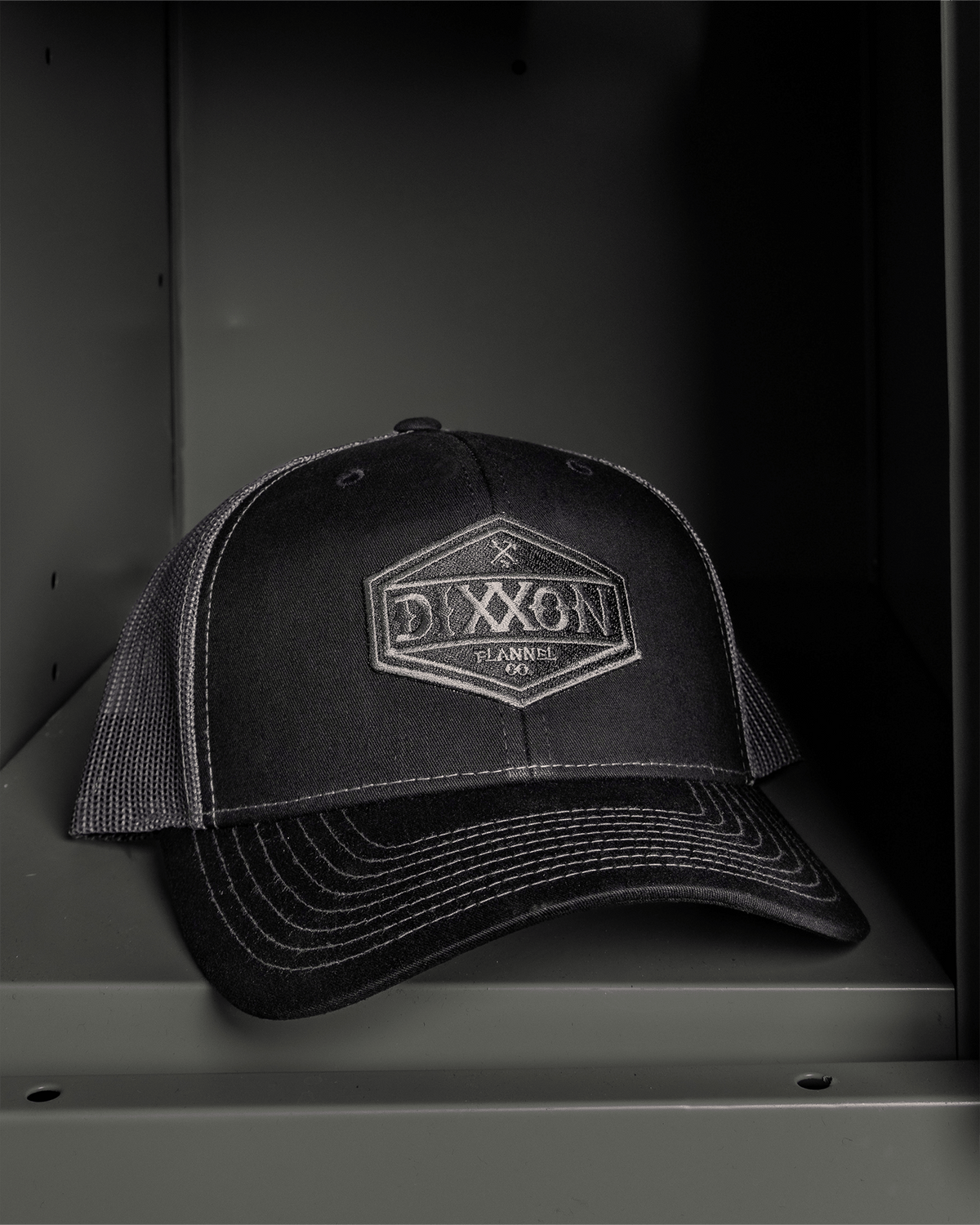 Foundry Shield Curved Bill Trucker Snapback - Black & Gray - Dixxon Flannel Co. view 4