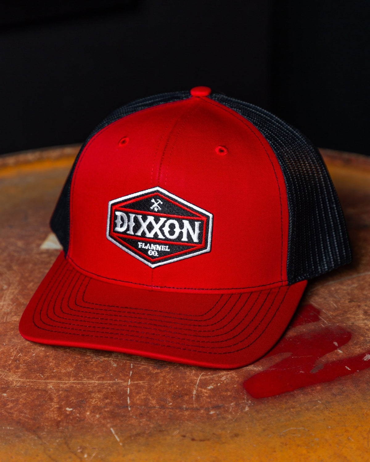 Foundry Shield Curved Bill Trucker Snapback - Black & Red - view 2