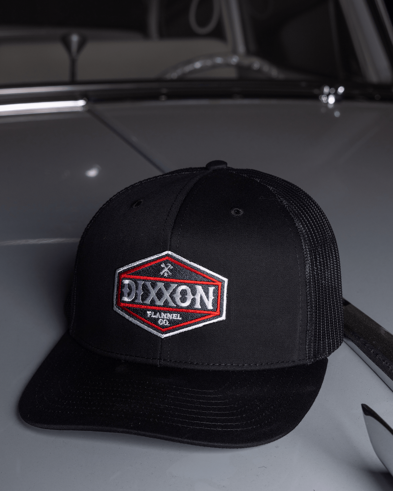 Foundry Shield Curved Bill Trucker Snapback - Blue & Red - Dixxon Flannel Co. view 2
