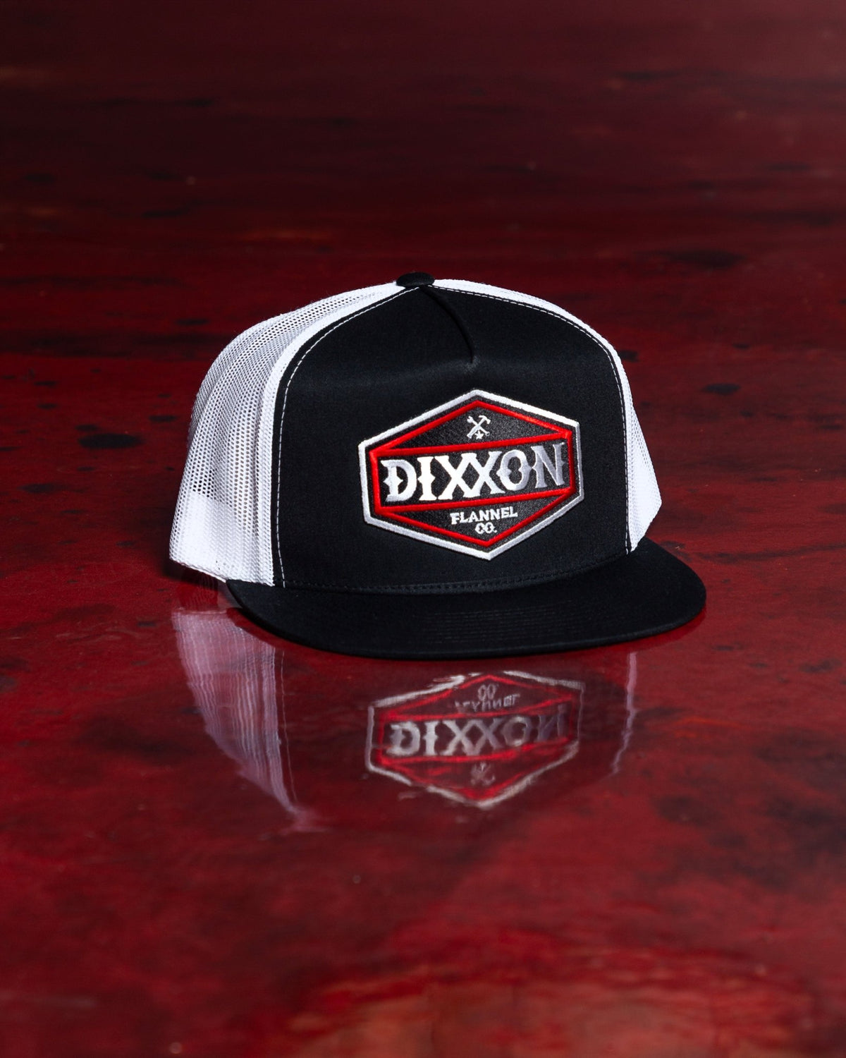 Foundry Shield Flat Bill Trucker Snapback - Black & Red - view 2