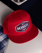 Foundry Shield Flat Bill Trucker Snapback - Blue & Red - Dixxon Flannel Co.