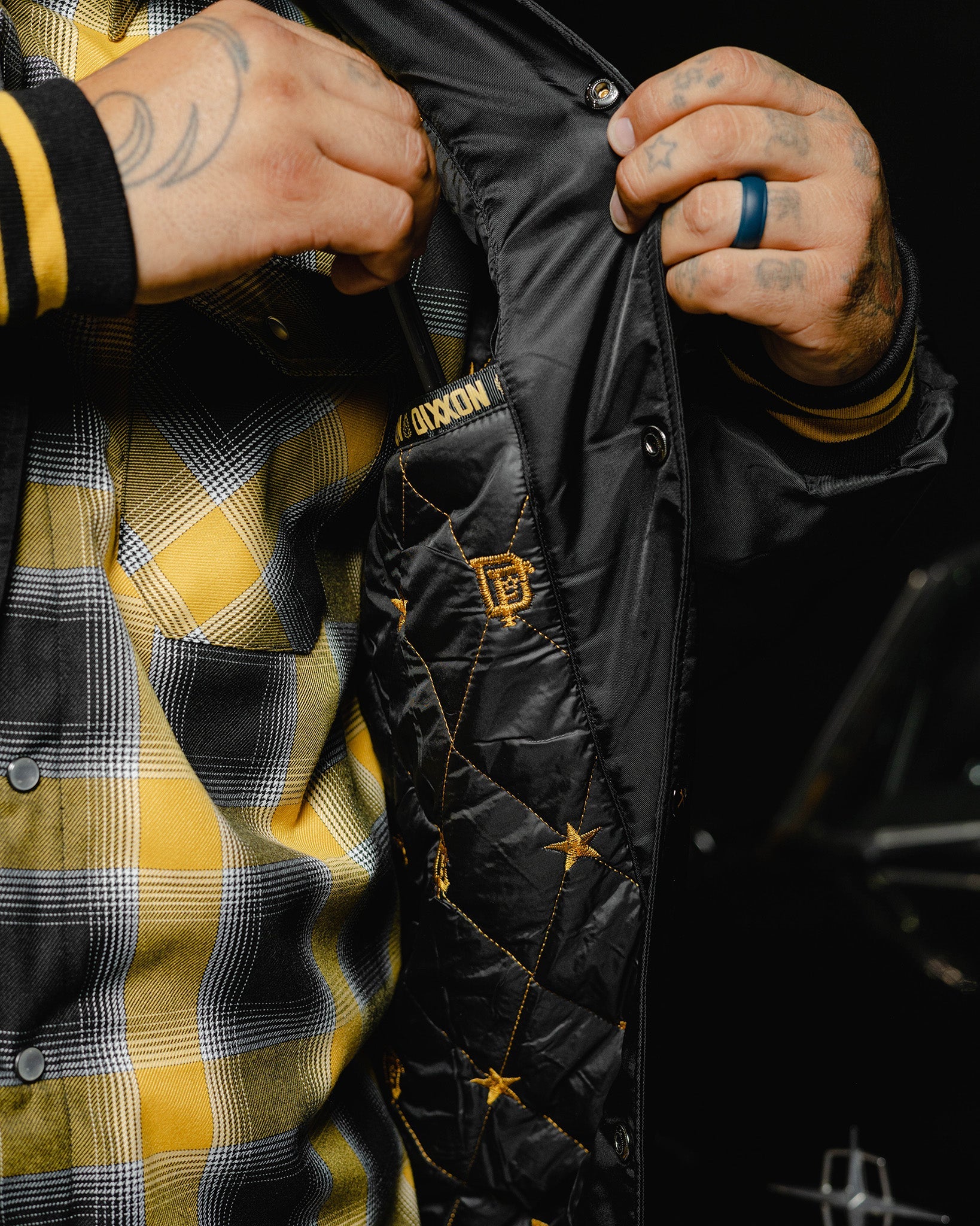 Friends in Low Places Nylon Varsity Jacket - Black - Dixxon Flannel Co.