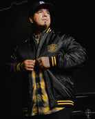 Friends in Low Places Nylon Varsity Jacket - Black - Dixxon Flannel Co.