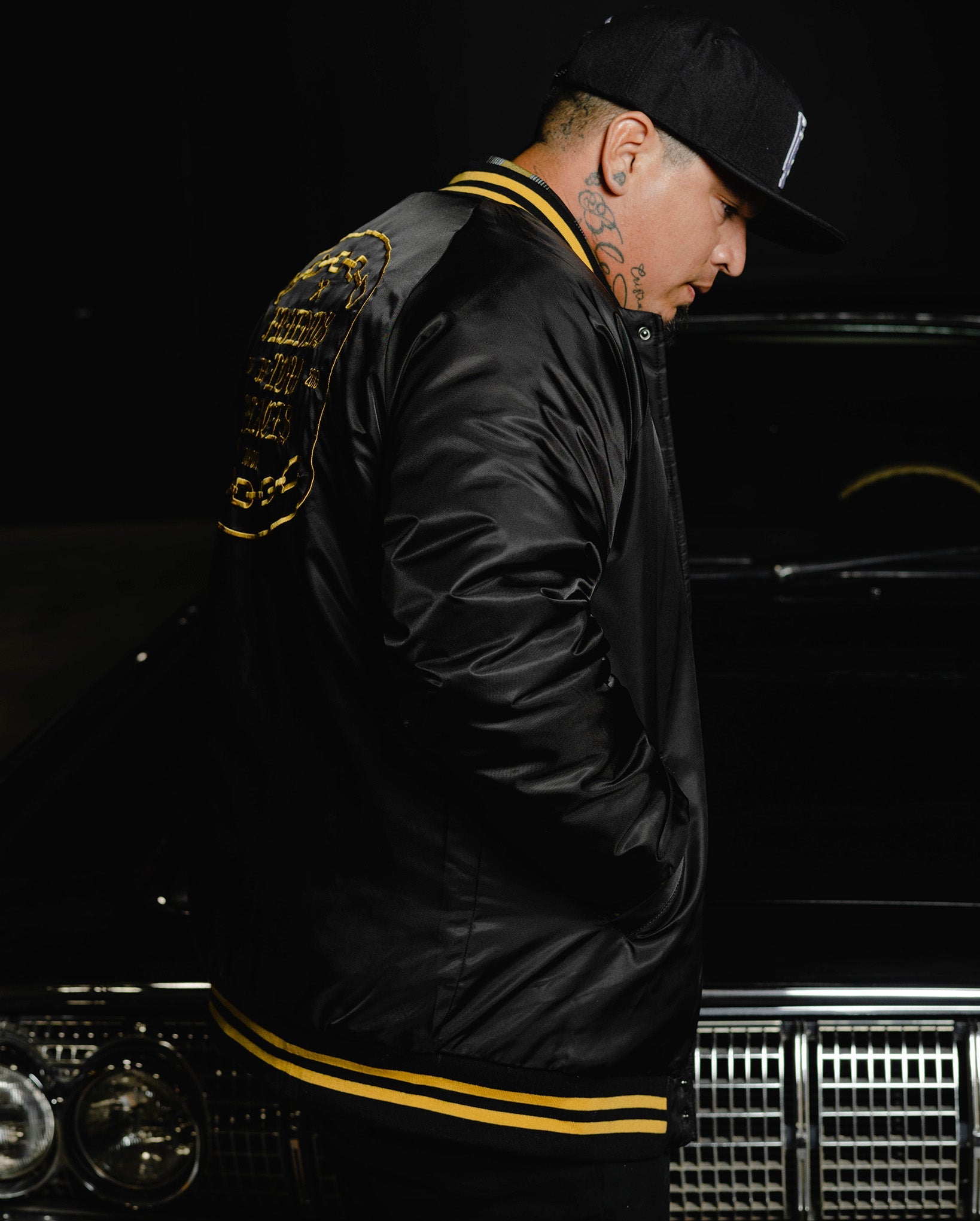 Friends in Low Places Nylon Varsity Jacket - Black - Dixxon Flannel Co.