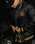 Friends in Low Places Nylon Varsity Jacket - Black - Dixxon Flannel Co.