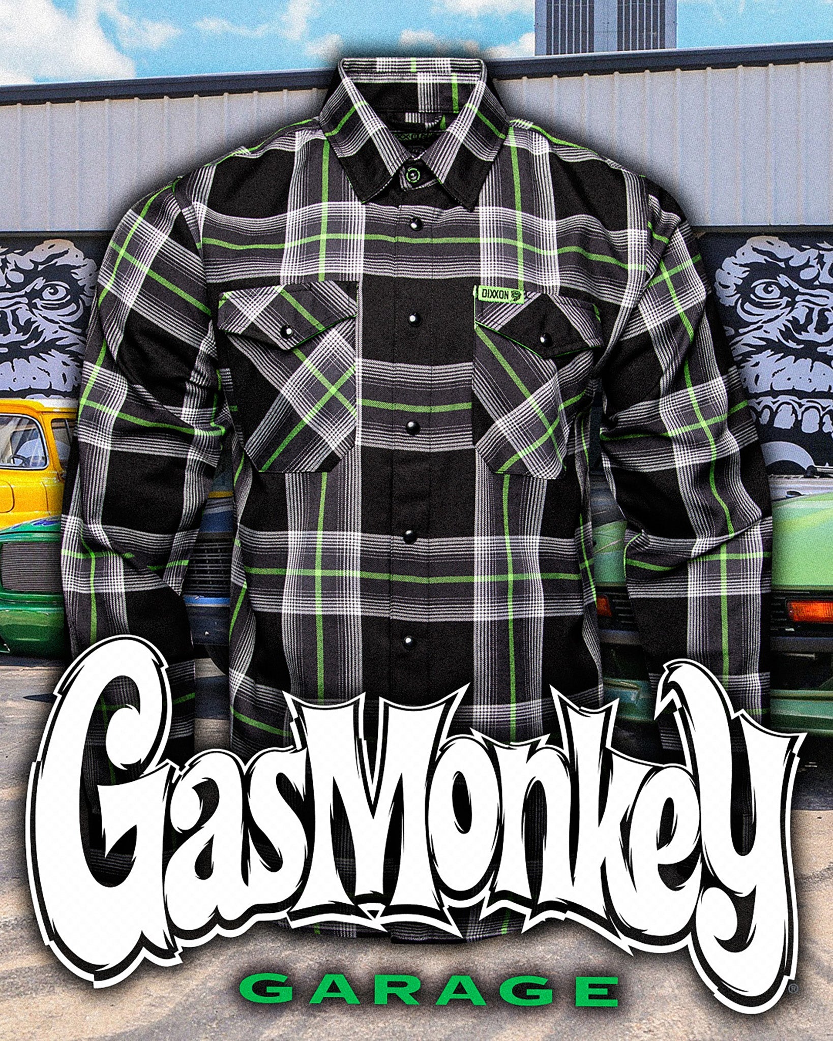 Gas Monkey Button Up Shirt Gray Gas Monkey Hot Rod Garage Gray