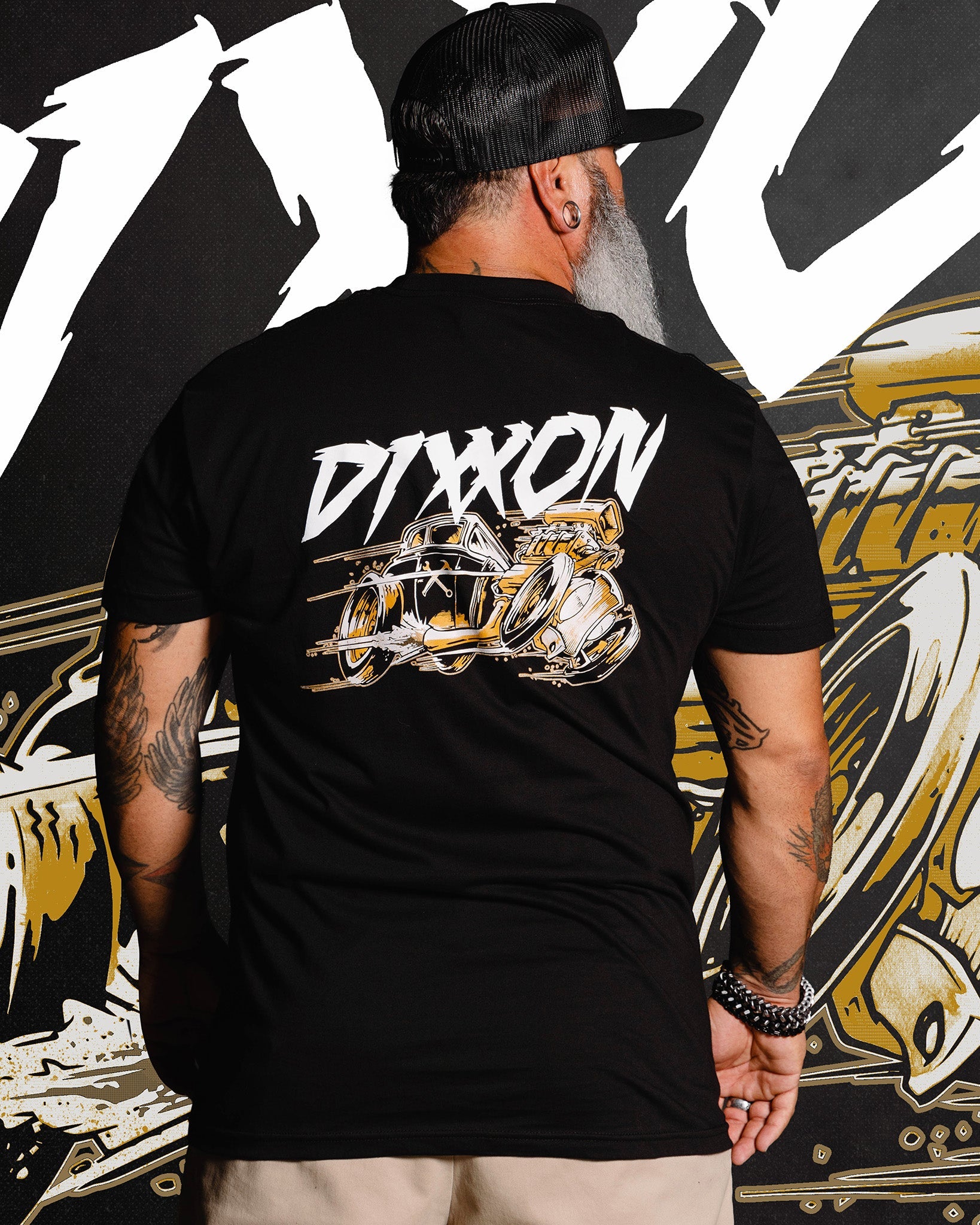 Gold Hot Rod T-Shirt - Black | Shop Now at Dixxon
