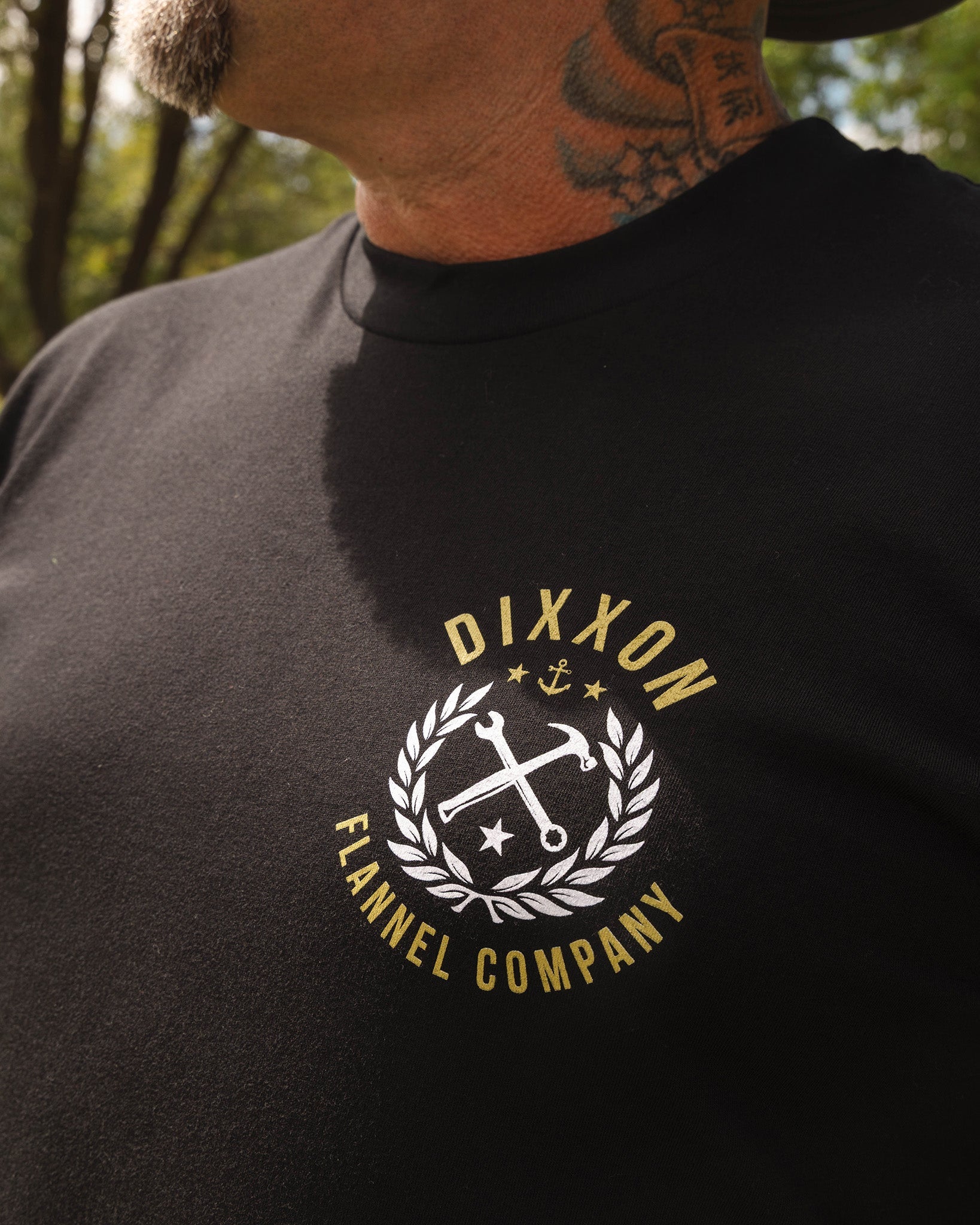 Gold & White Anchor Banner T-Shirt - Black - Dixxon Flannel Co.