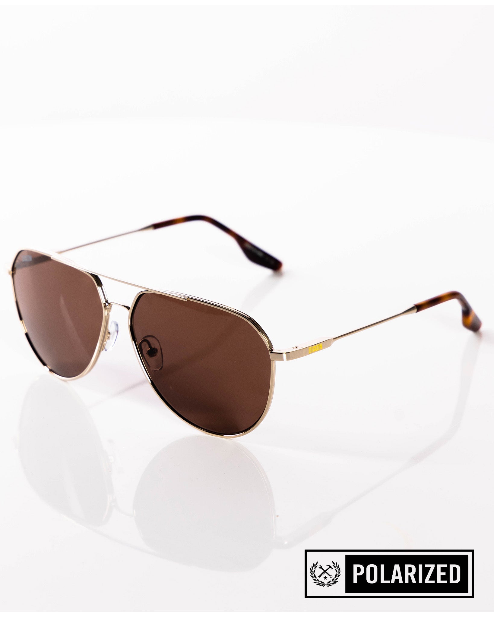 Goose Sunglasses: Gloss Gold & Bronze Polarized by Dixxon