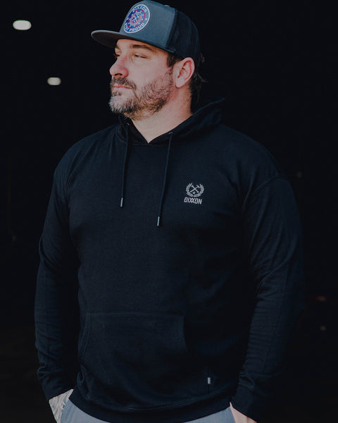 Gray Crest Lightweight Pullover Hoodie - Black | Dixxon Flannel Co.