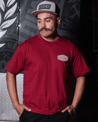 Gray Forge Hex T-Shirt - Cranberry - Dixxon Flannel Co.