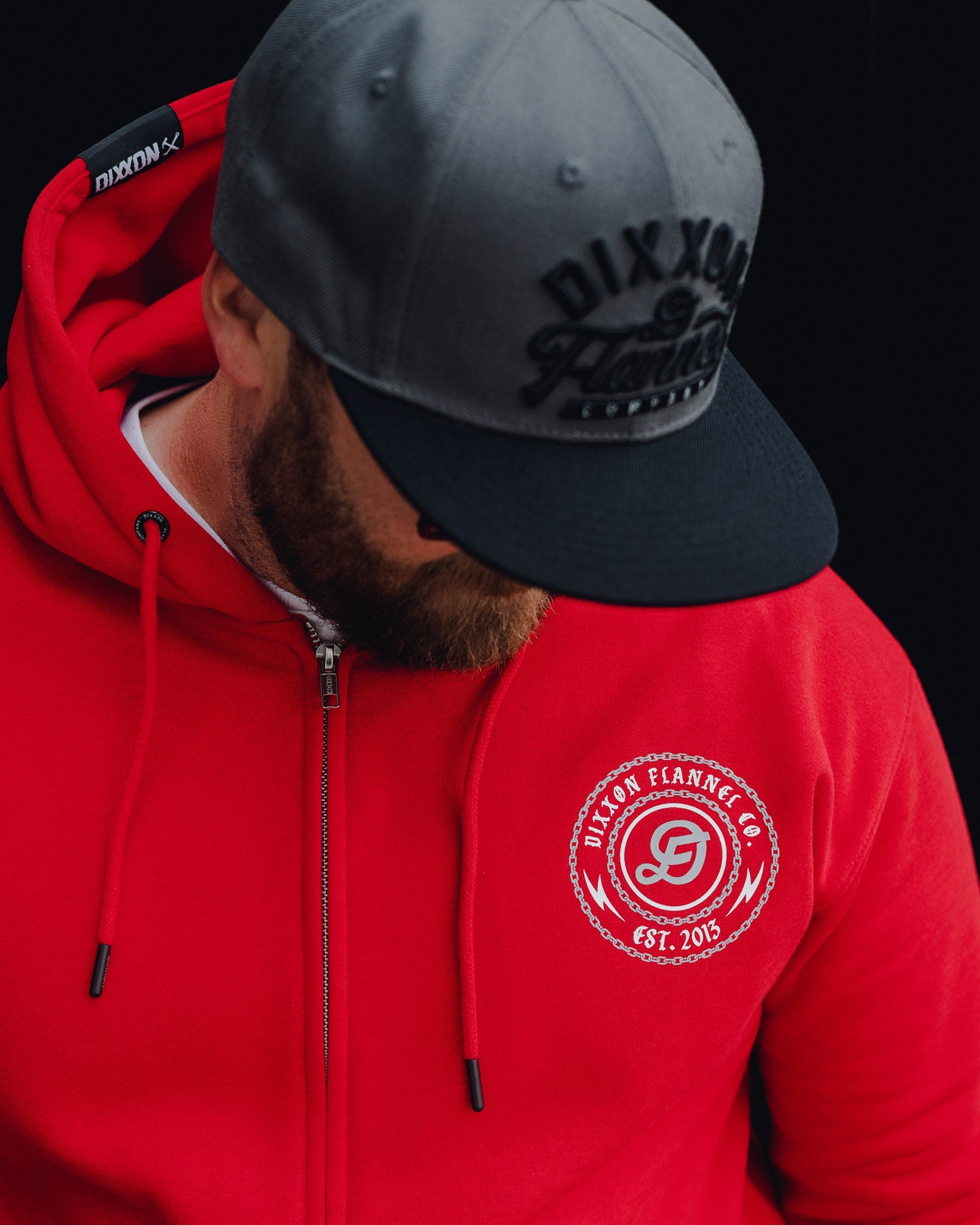 Gray & White Linked Zip Up Hoodie - Red - Dixxon Flannel Co.