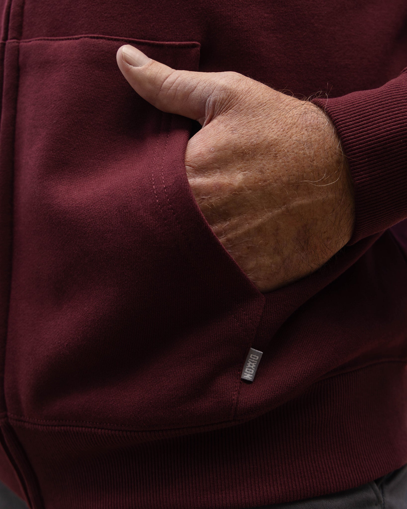 Gray Work Hard Badge Zip Up - Maroon - Dixxon Flannel Co.