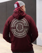 Gray Work Hard Badge Zip Up - Maroon - Dixxon Flannel Co.