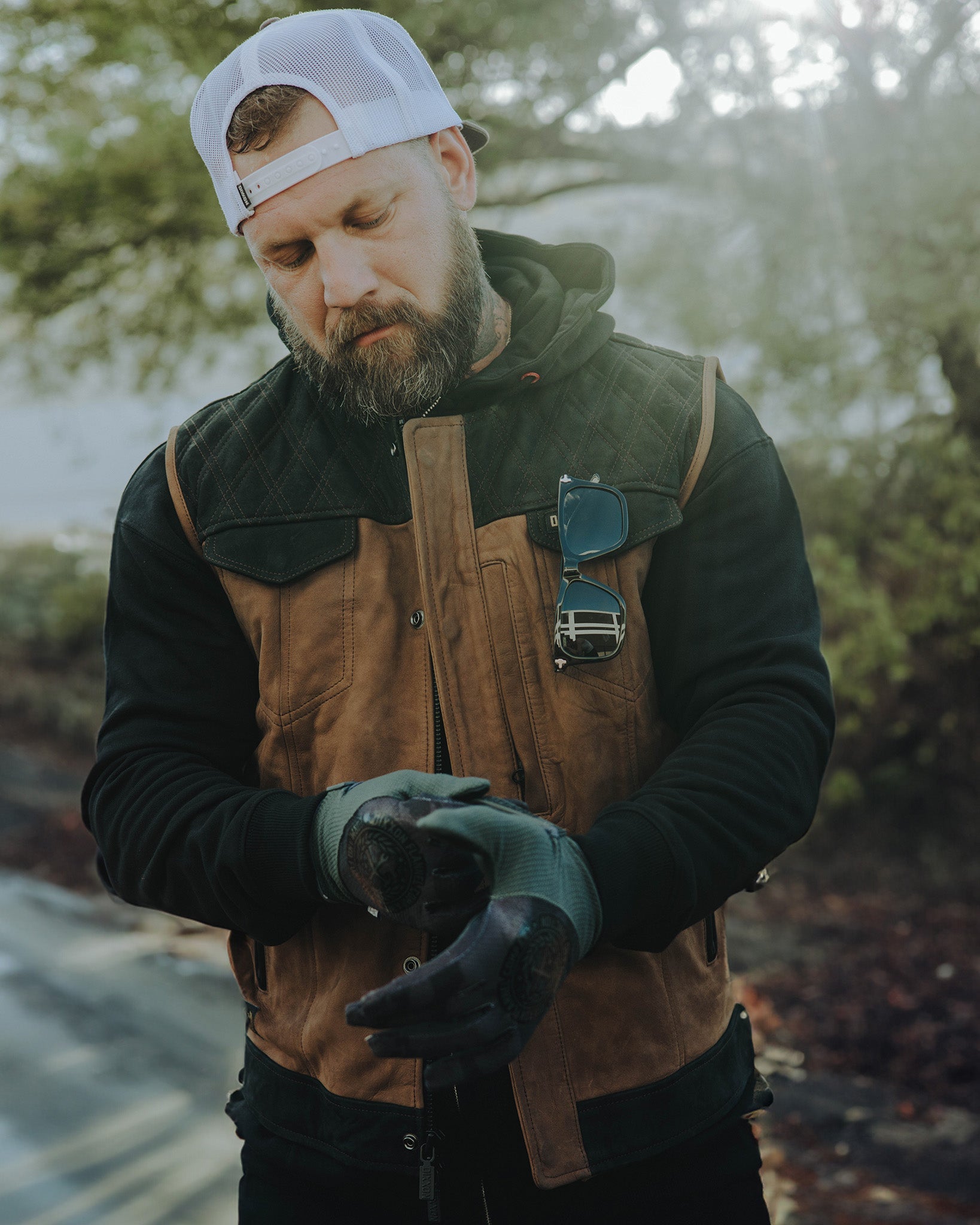 Humboldt Suede Leather Vest - Black & Mahogany - Dixxon Flannel Co.