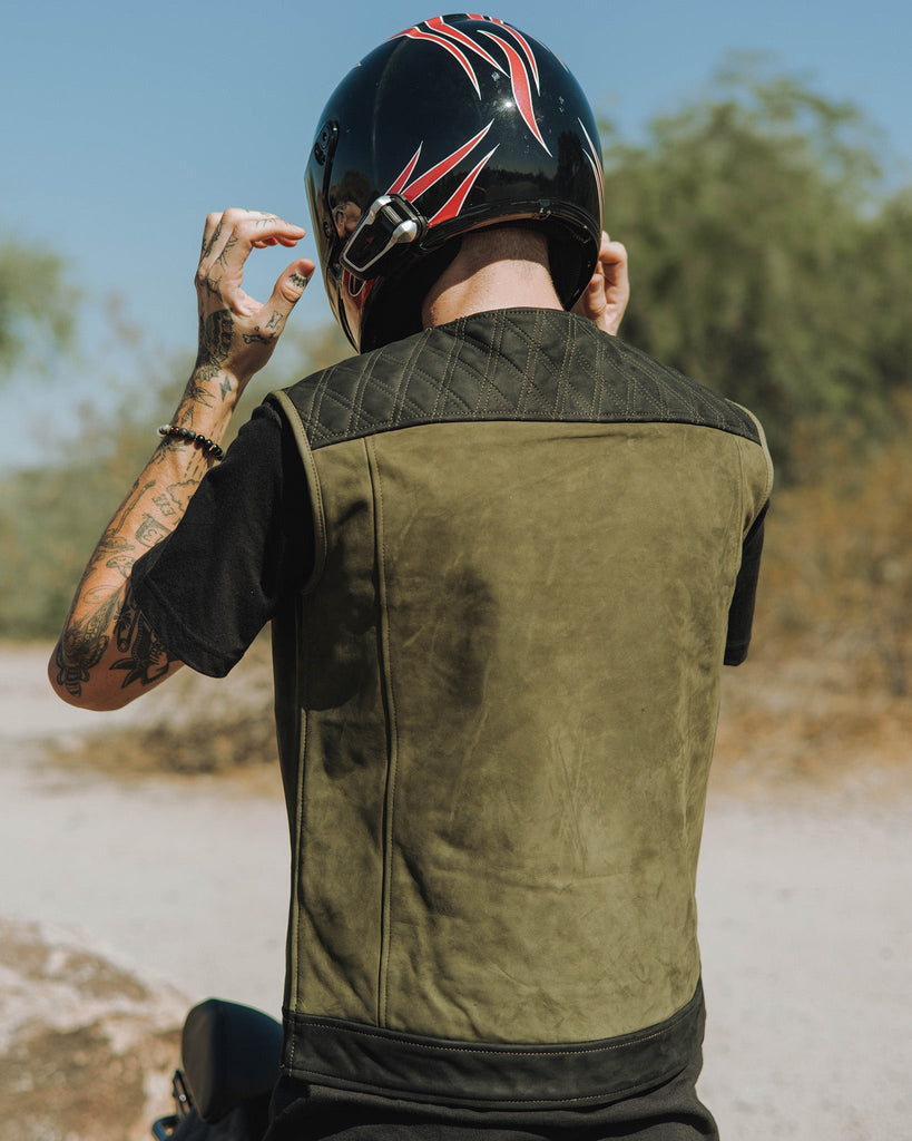 Humboldt Suede Leather Vest - Black & Olive Green - Dixxon Flannel Co.