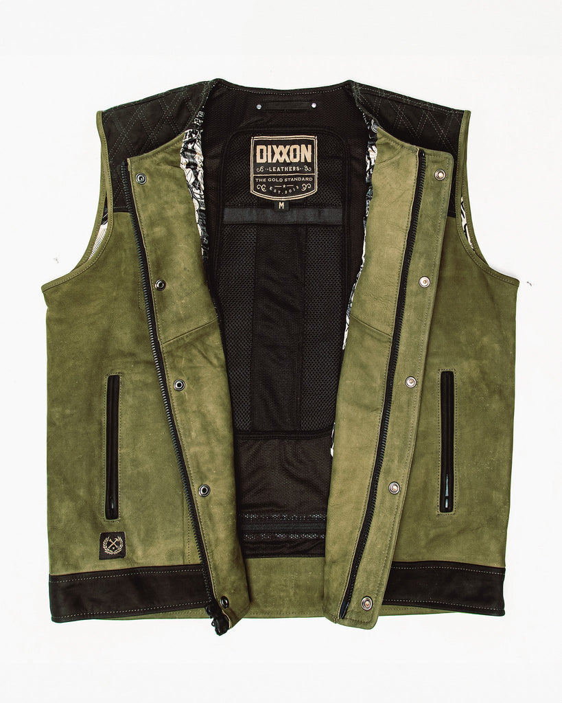 Humboldt Suede Leather Vest - Black & Olive Green - Dixxon Flannel Co.