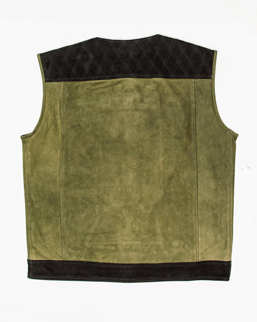 Humboldt Suede Leather Vest - Black & Olive Green - Dixxon Flannel Co.