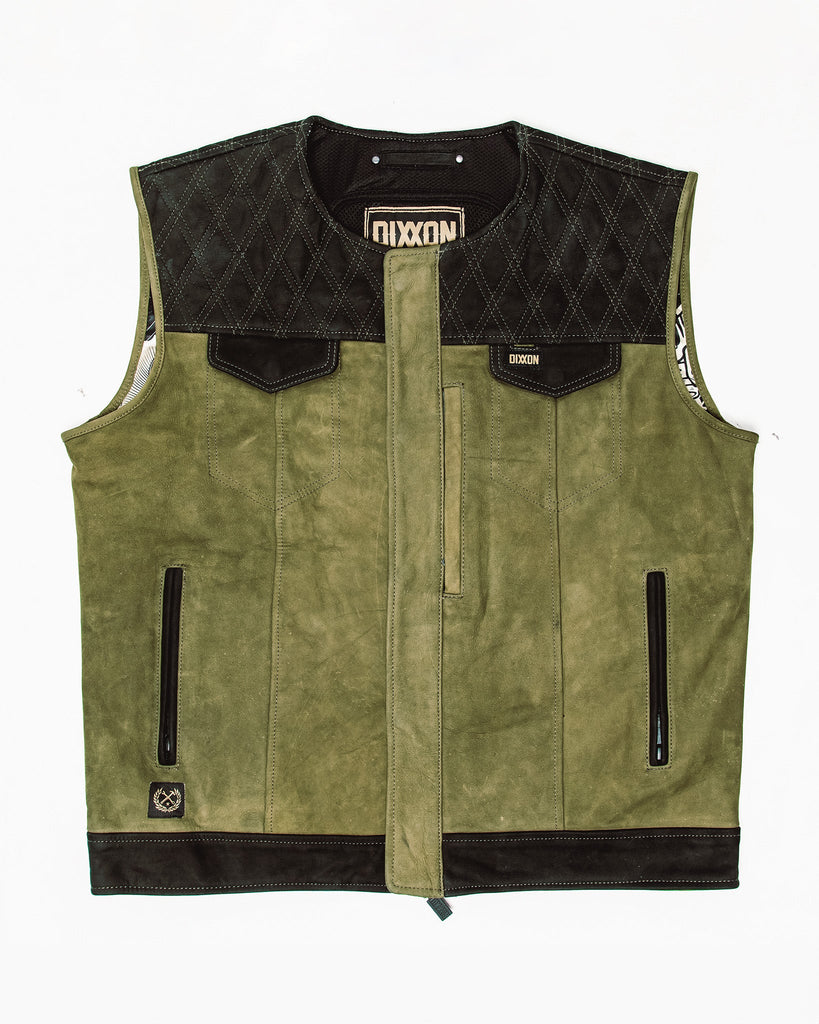 Humboldt Suede Leather Vest - Black & Olive Green - Dixxon Flannel Co.