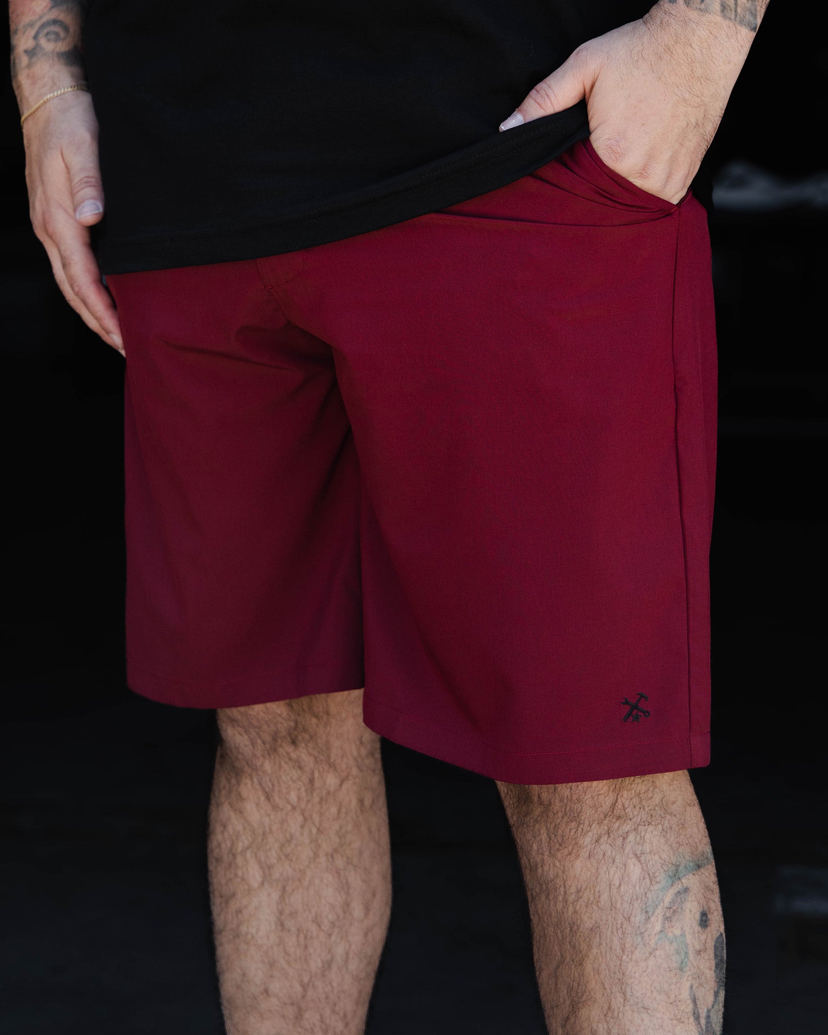 Men's Hybrid Shorts Maroon Dixxon Flannel