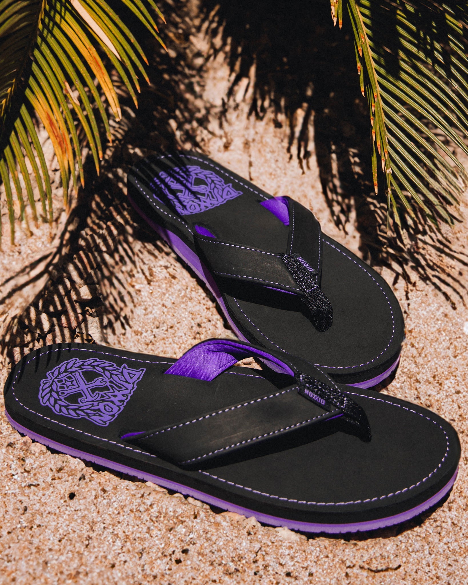 Leather Sandals - Black & Purple - Dixxon Flannel Co.