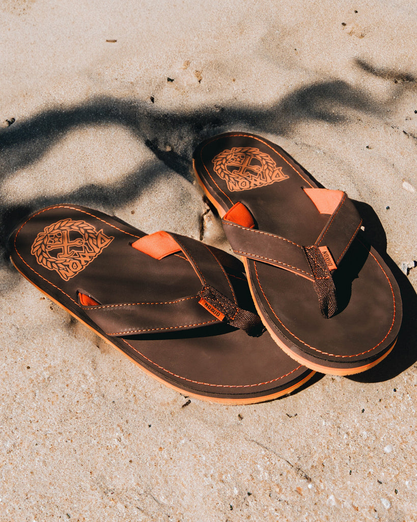 Leather Sandals - Brown & Orange - Dixxon Flannel Co.