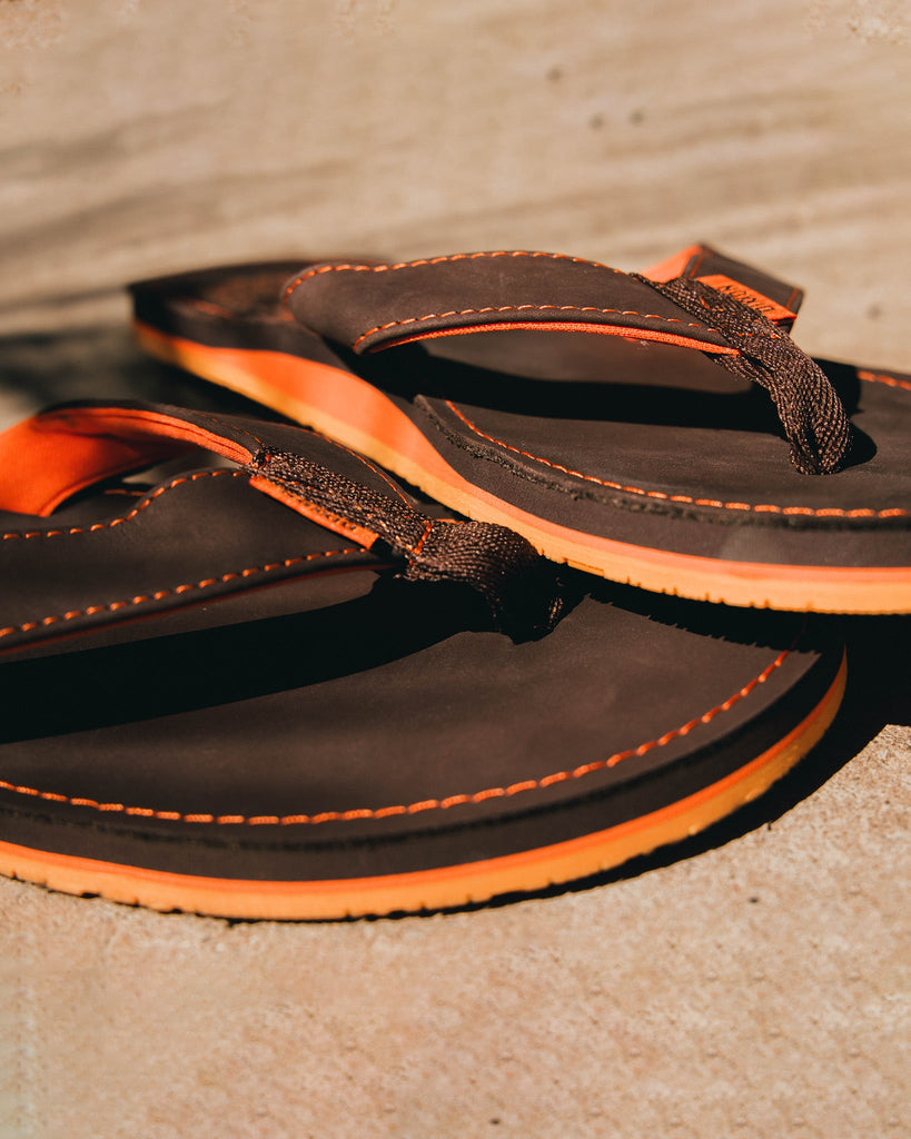Leather Sandals - Brown & Orange - Dixxon Flannel Co.