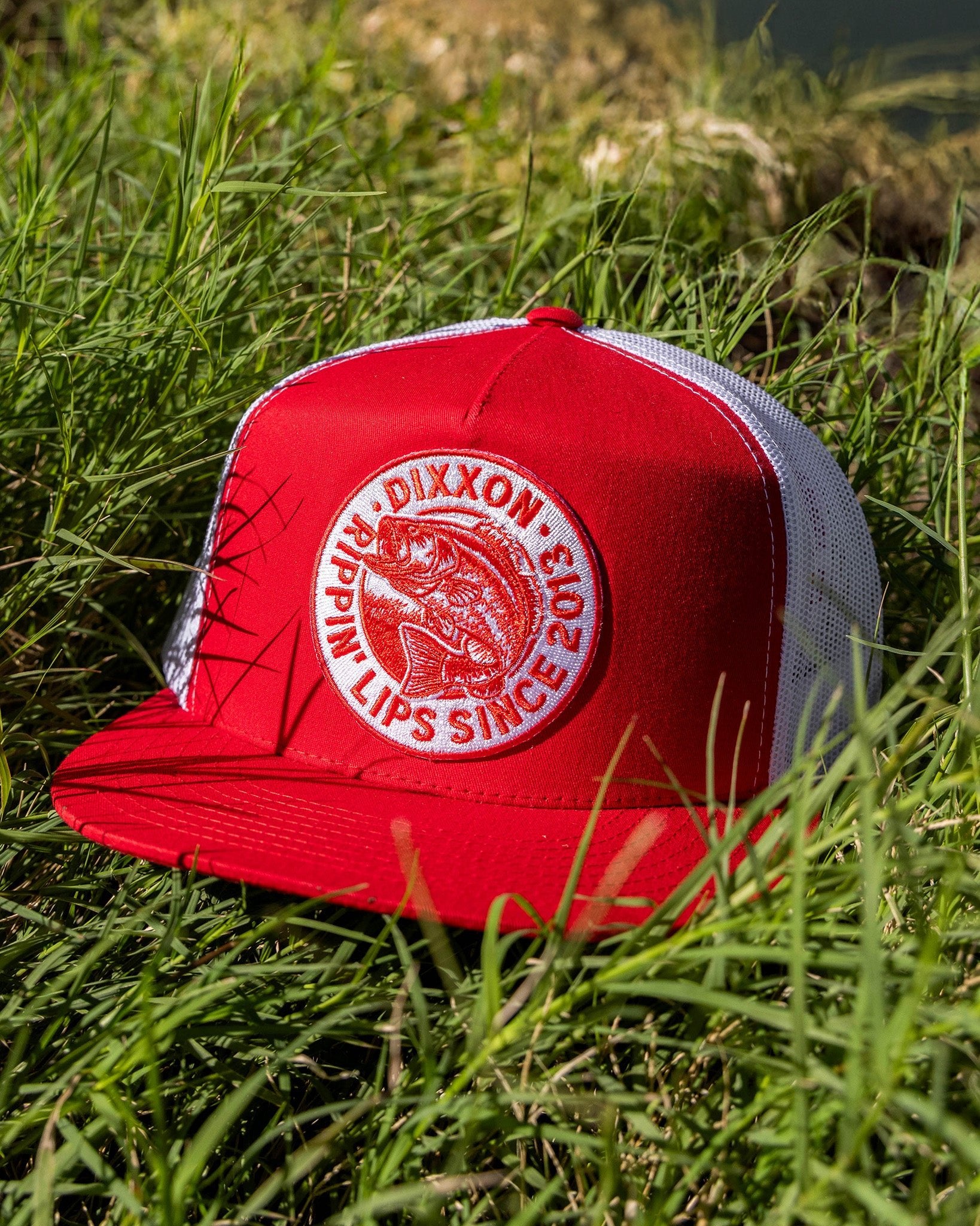Lip Ripper Flat Bill Trucker Snapback - Red & White - Dixxon Flannel Co.