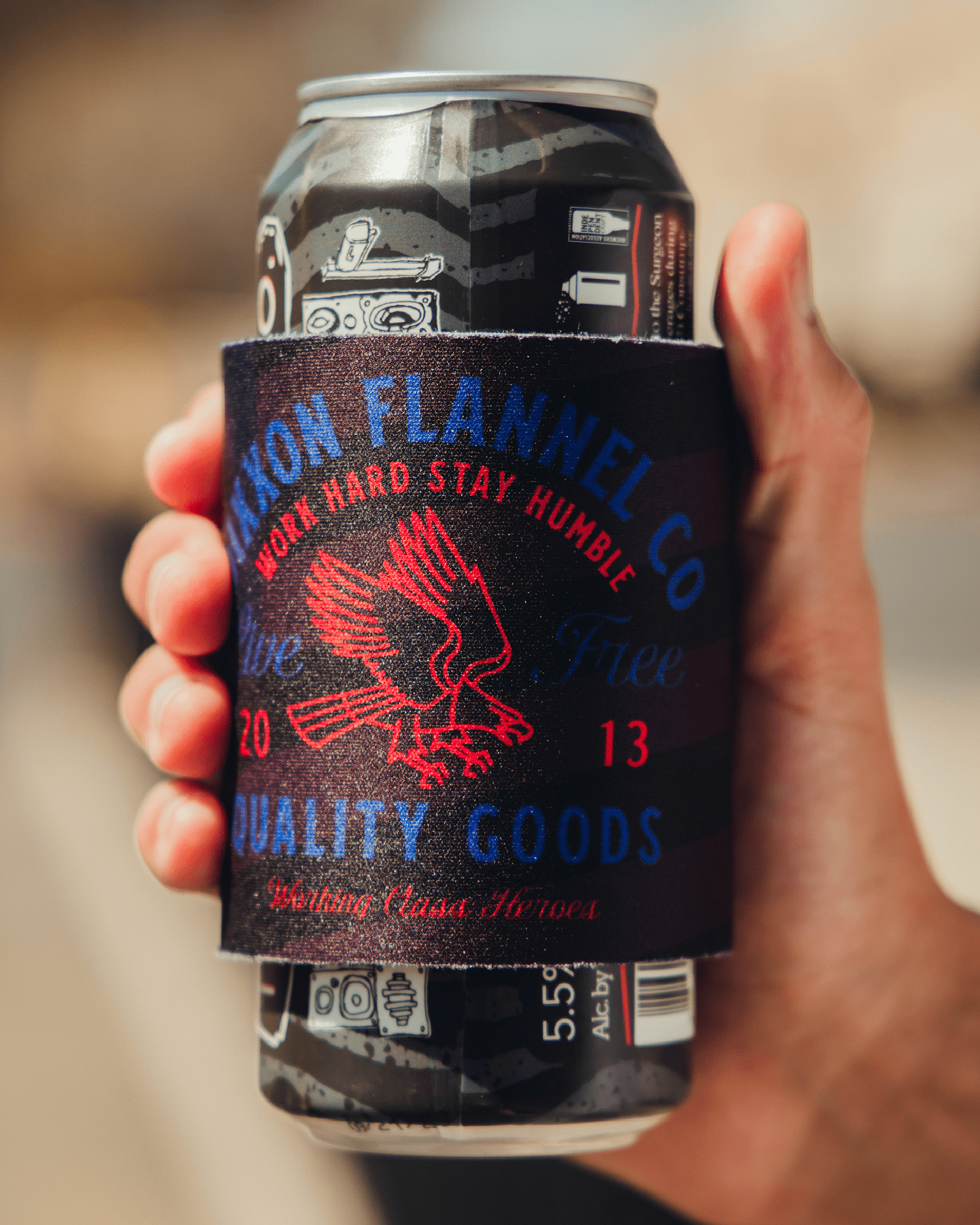 Live Free Quality Goods Snap Coozie Can Cooler | Dixxon Flannel Co. Live Free Quality Goods Snap Coozie Can Cooler | Dixxon Flannel Co.
