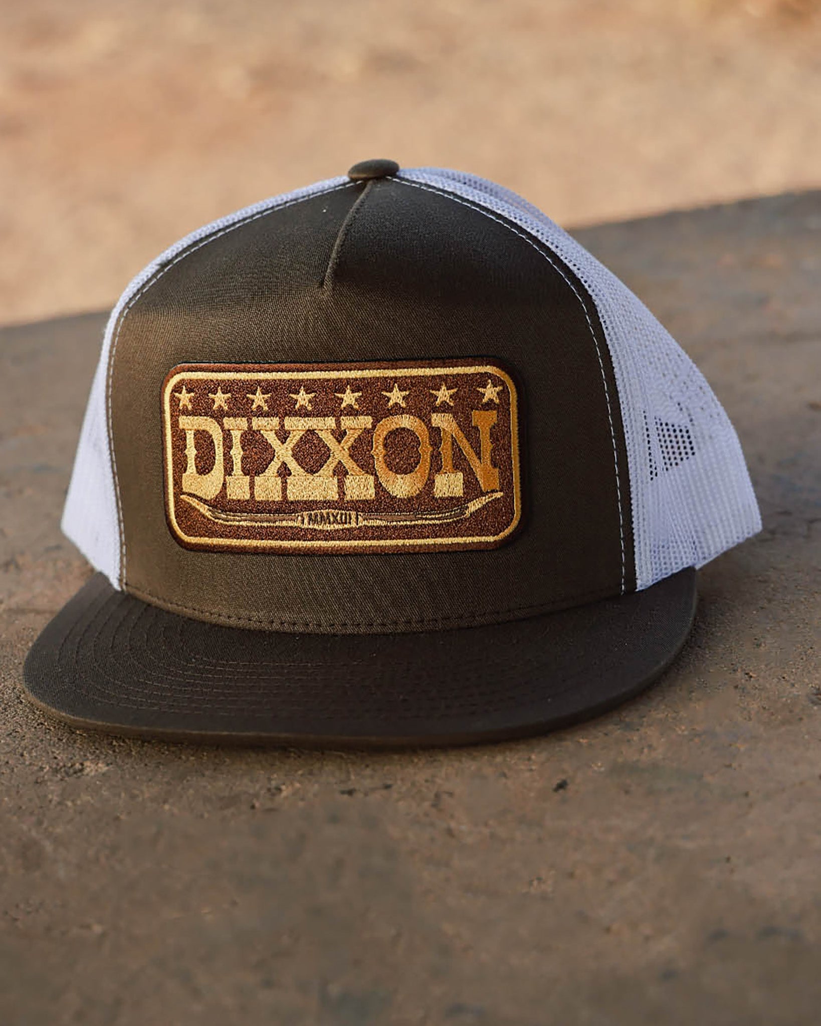 Longhorn Flat Bill Trucker Snapback - Brown & Gold | Dixxon